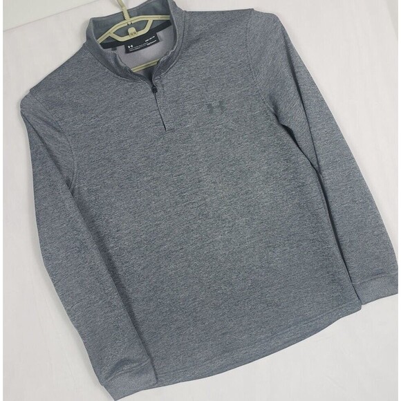 Under Armour Men's Pullover Shirt Medium Quarter Zip Gray Fleece Long Sleeves - Picture 2 of 8